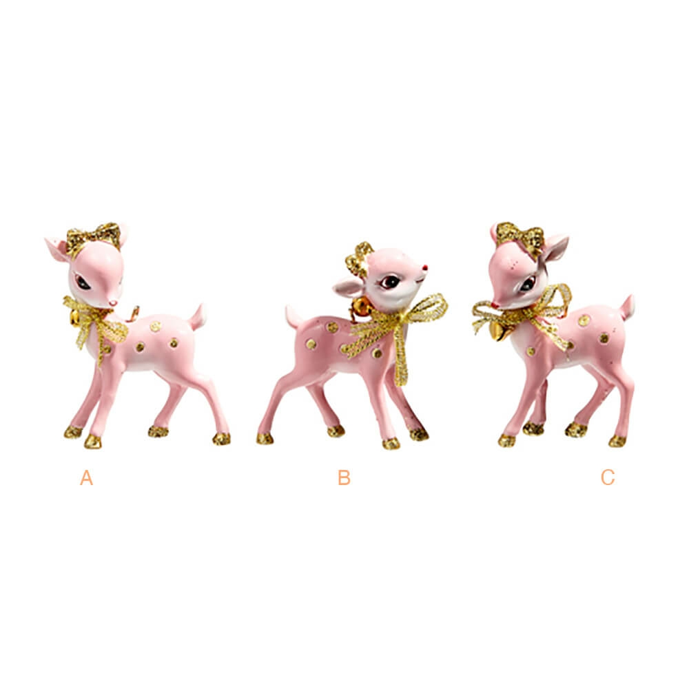 Animals + Insects | Blushing Holiday Pink Retro Deer Ornament 3"