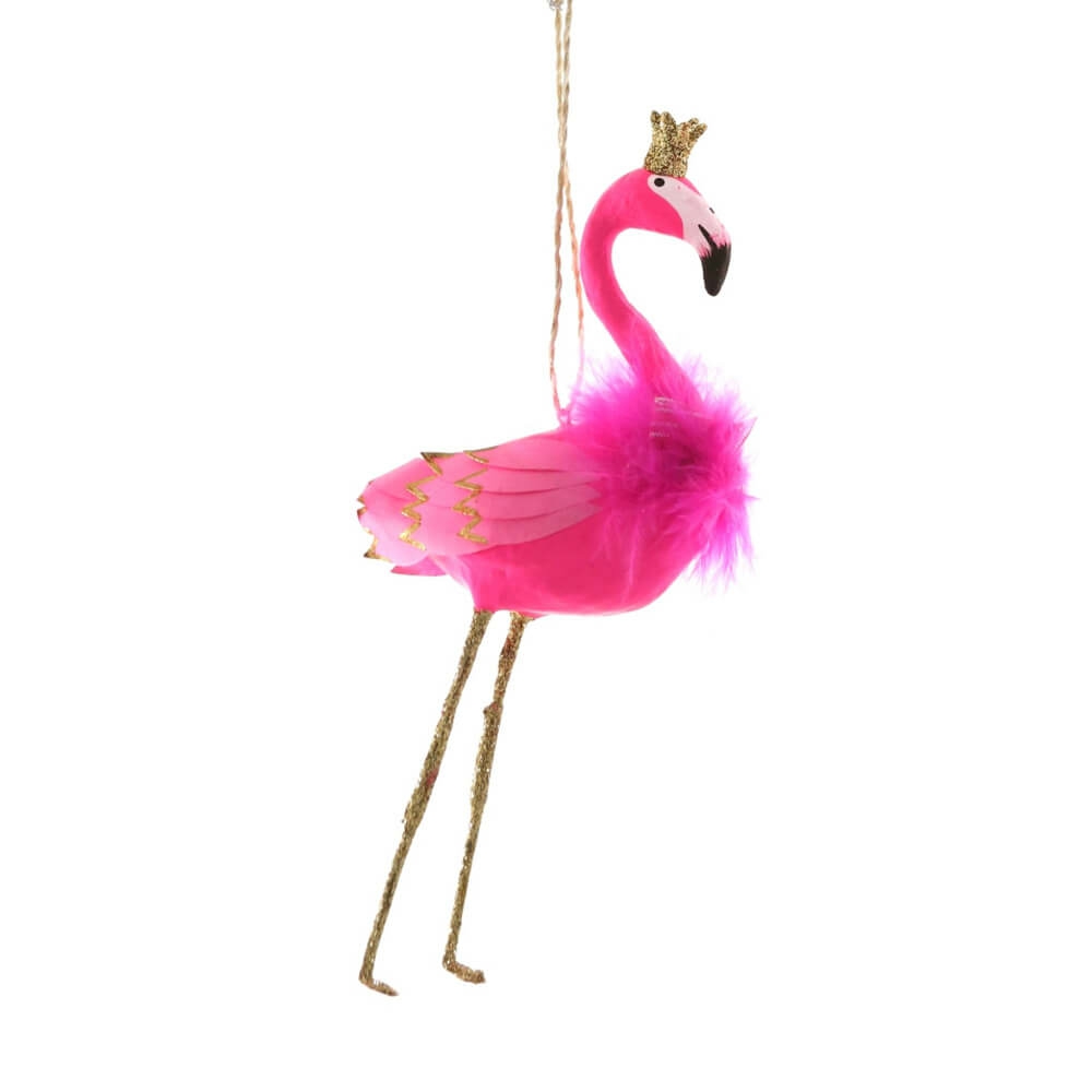 Animals + Insects | Bright Pink Heraldly Flamingo Ornament 8.75"