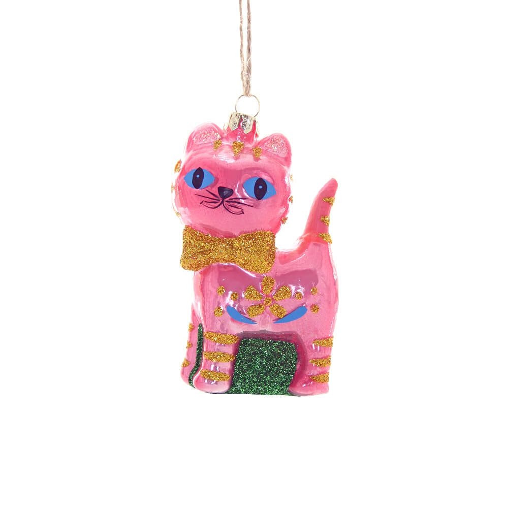 Animals + Insects | Pink Retro Cat Ornament 4"