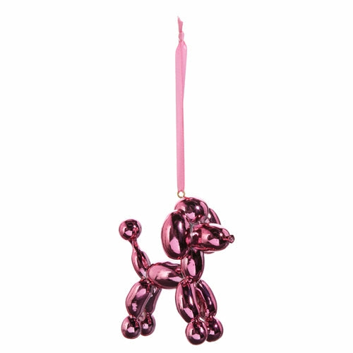 Animals + Insects | Presale: Blushing Holiday Metallic Pink Poodle Ornament 3.75"