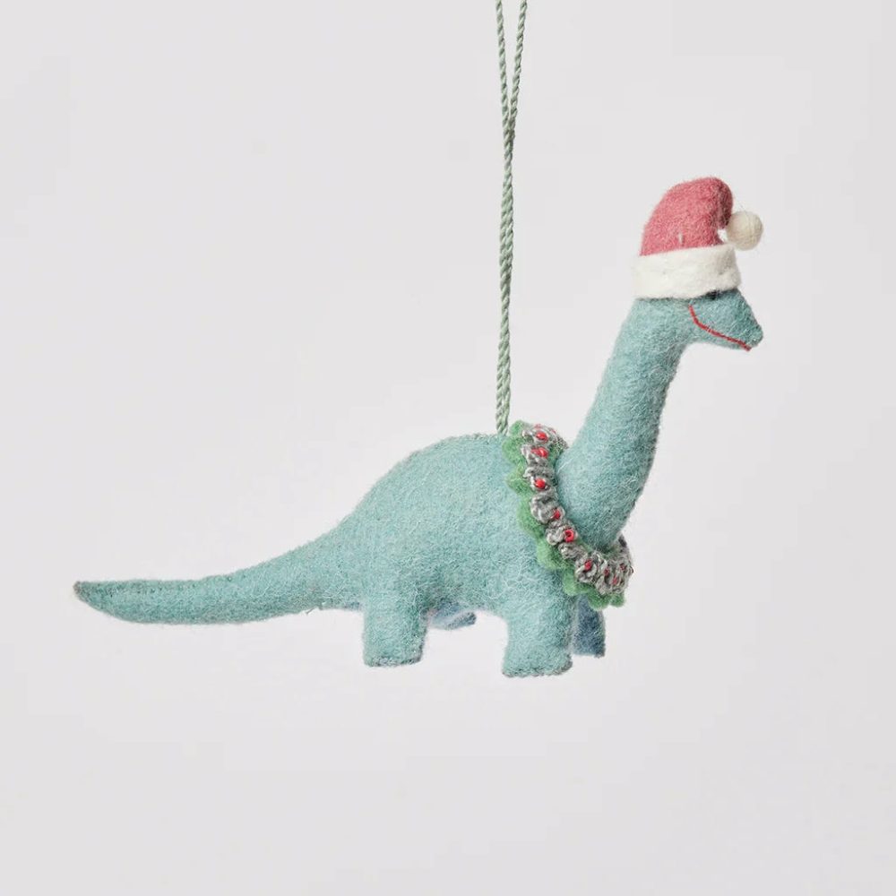 Animals + Insects | Presale: Merry & Bright Santa Brontosaurus Felt Ornament 6.5"