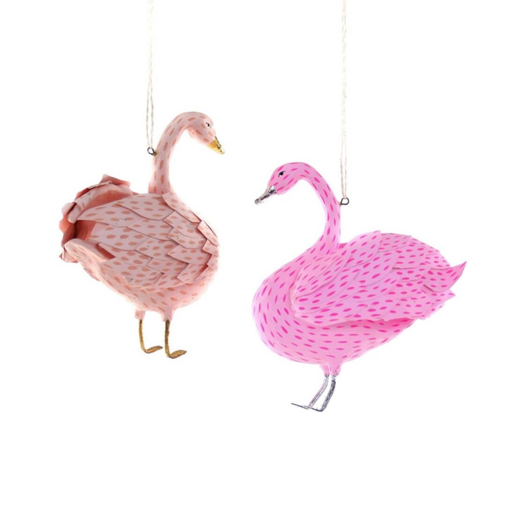 Animals + Insects | Presale: Pink Paper Swan Ornament 4.25"