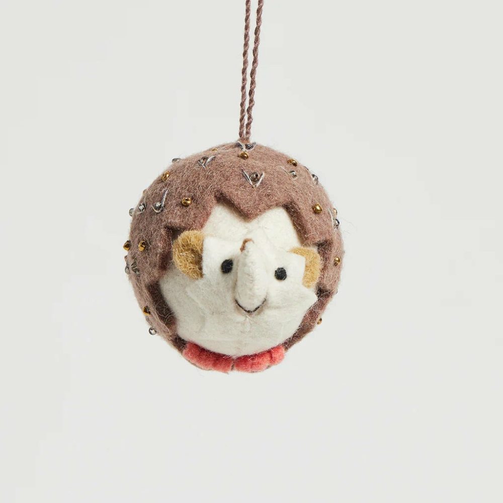 Animals + Insects | Presale: Shimmer Beaded Hedgehog Felt Ornament 3"