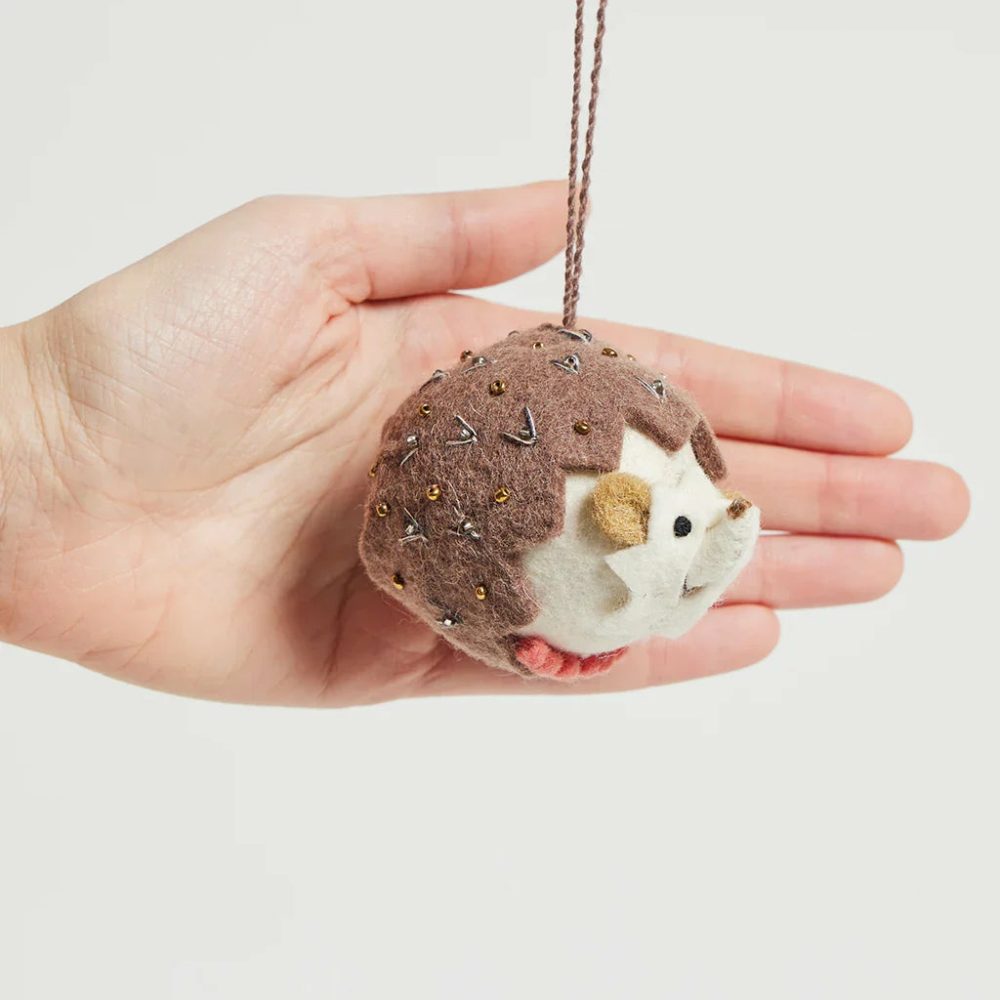 Animals + Insects | Presale: Shimmer Beaded Hedgehog Felt Ornament 3"