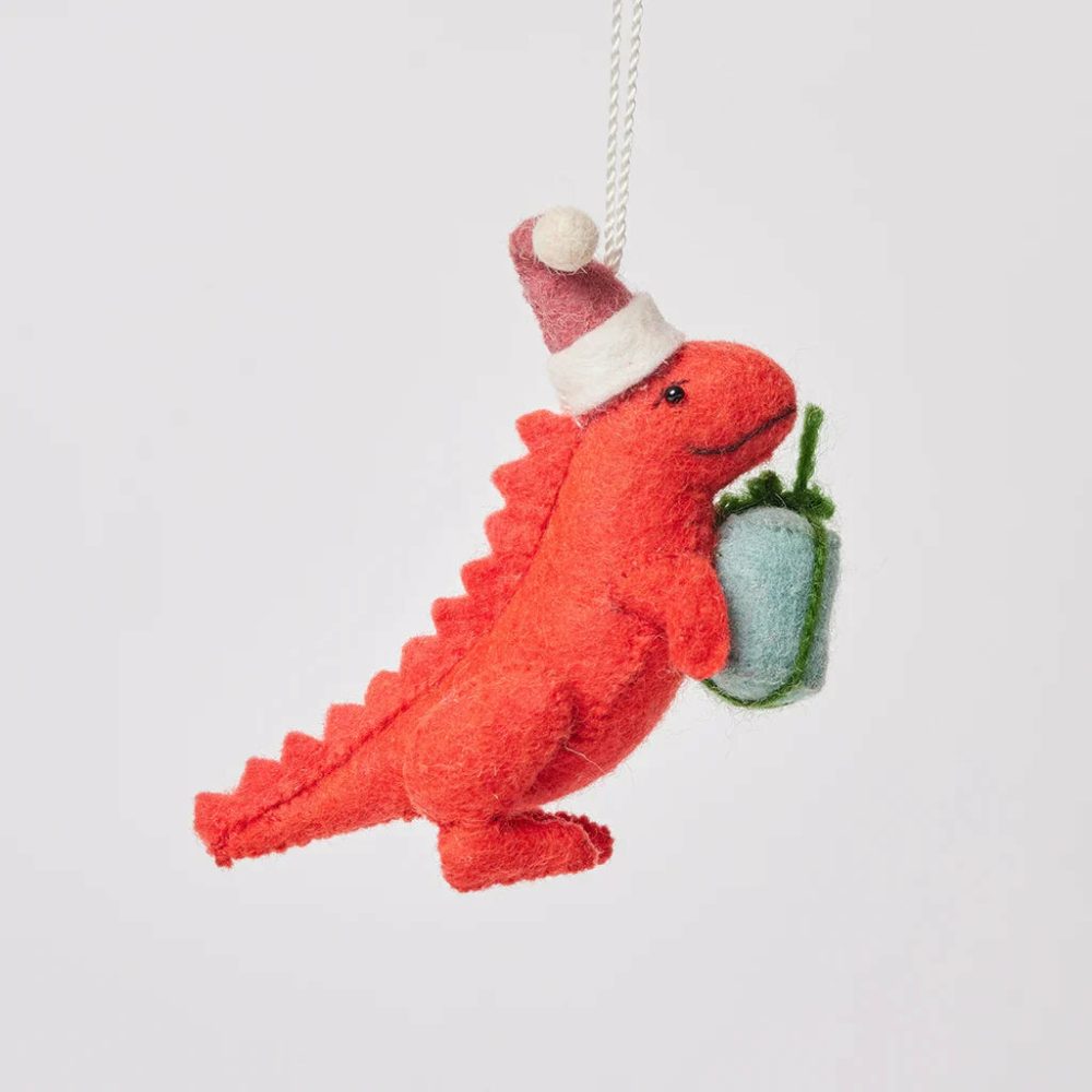 Animals + Insects | Presale: T-Rex Dinoclaus Felt Ornament 4"