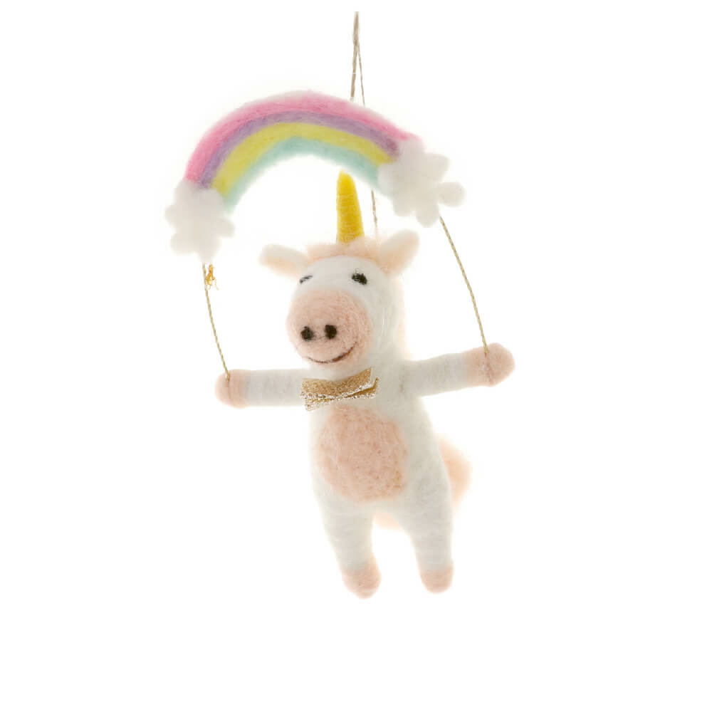 Animals + Insects | Unicorn Over The Rainbow Ornament 5.75"