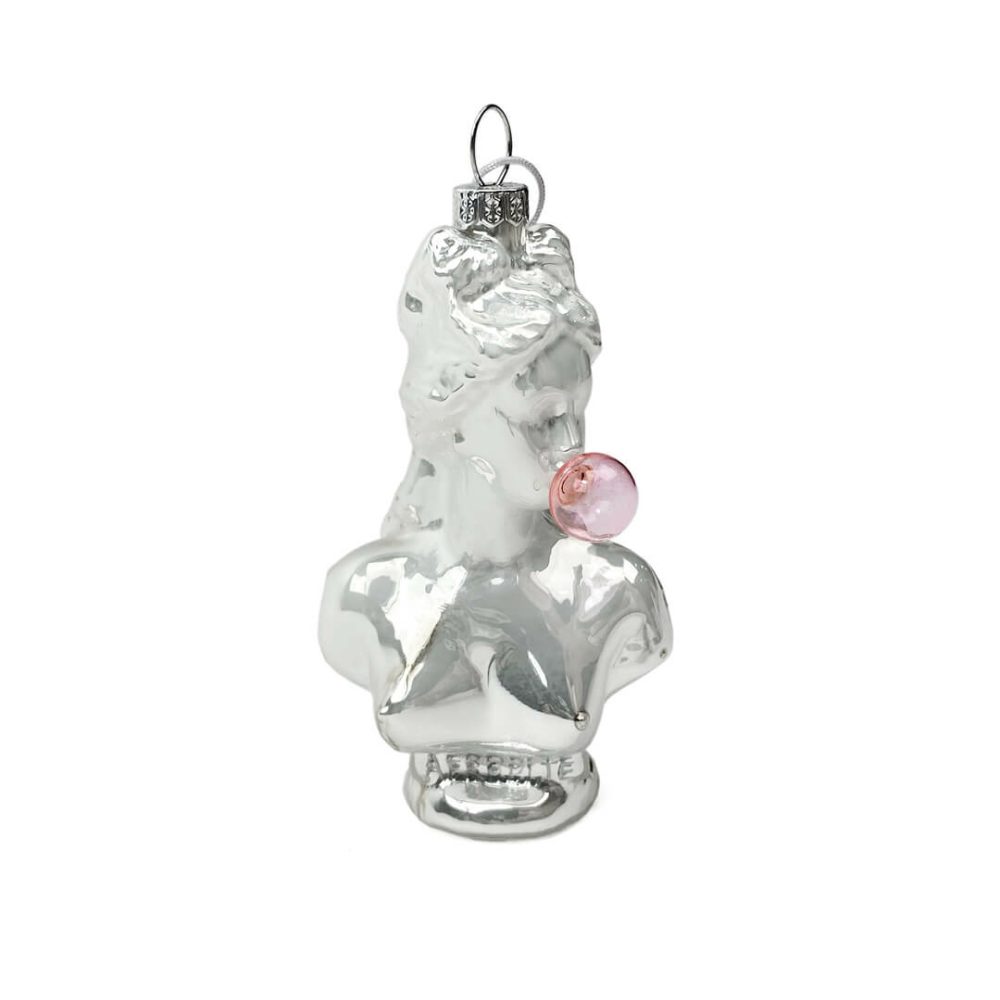 Art + Design | Classical Bust With Bubble Gum Glass Ornament 3.75"