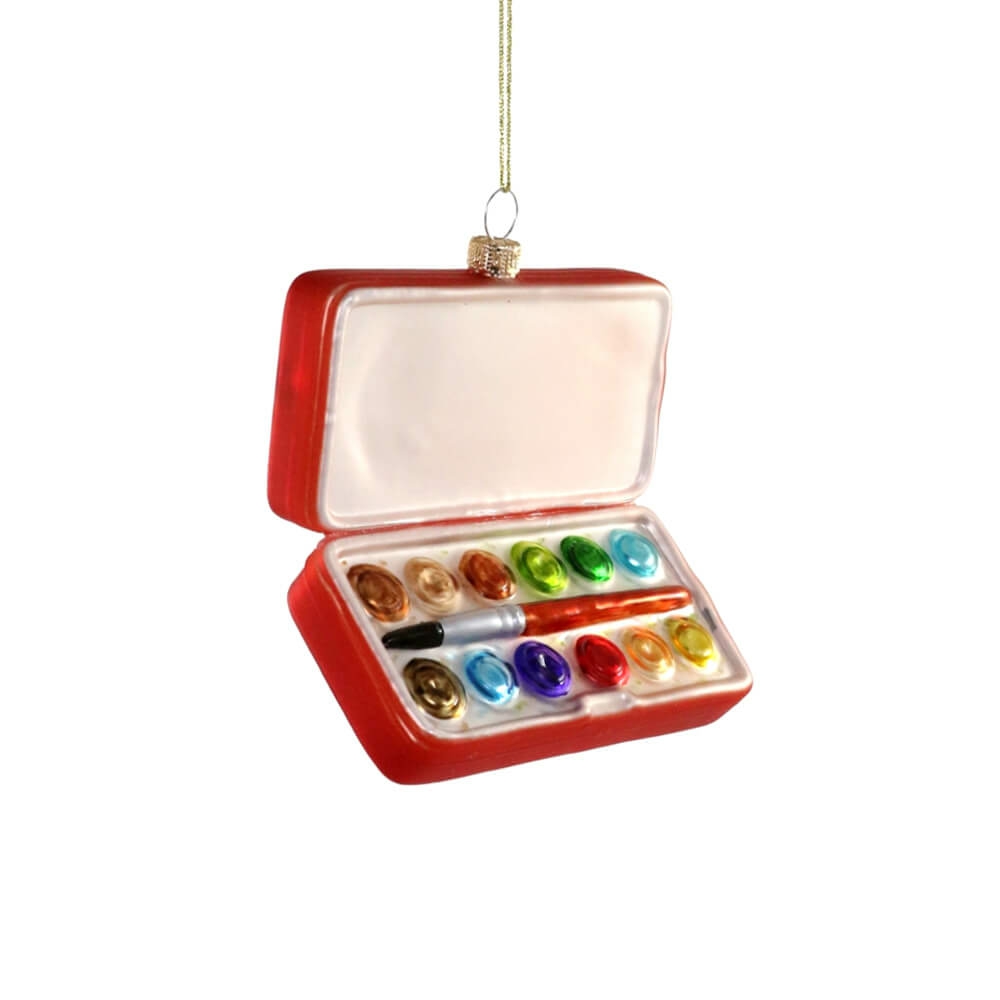 Art + Design | Red Tin Of Watercolors Ornament 4.75"