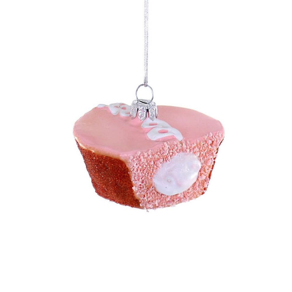 Candy + Sweets | Pink Cupcake W/ Bite Ornament 2.25"