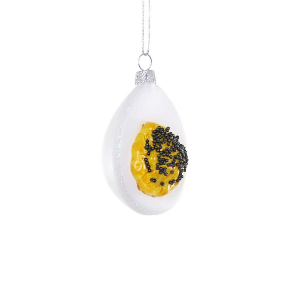 Food + Drink | Deviled Egg W/ Caviar Ornament 2.75"