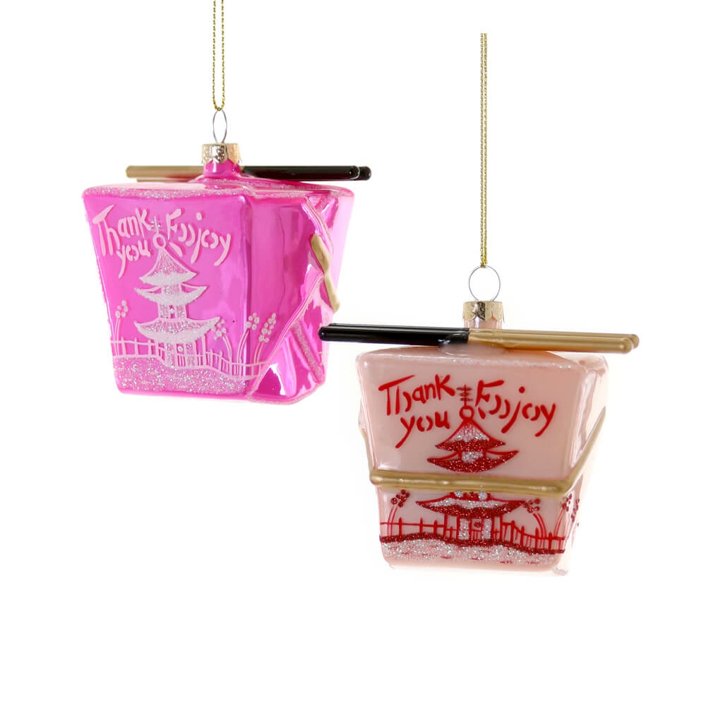 Food + Drink | Pink Chinese Take Out Box Ornament 3.75"