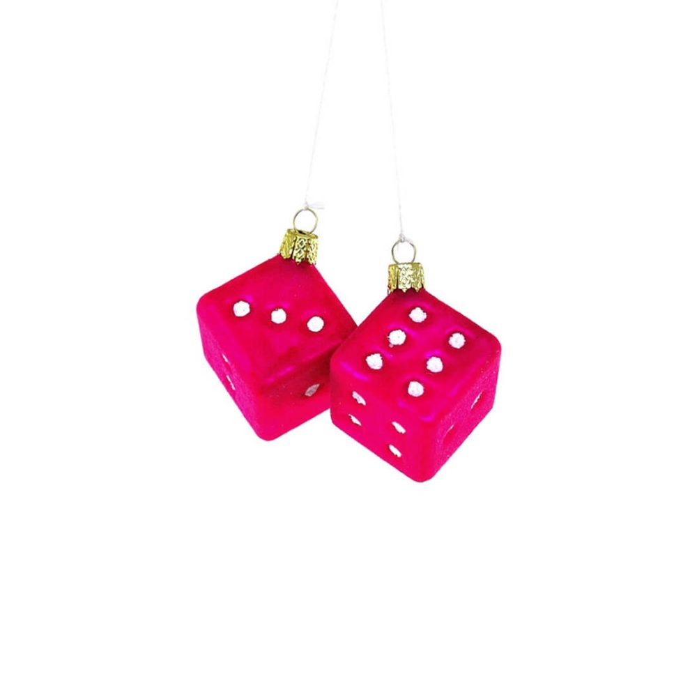 Hobbies + Interests | Fuzzy Pink Dice Ornament 2"