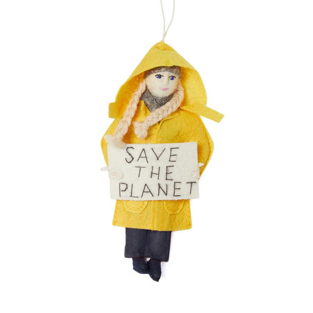 People / Celebrities / Icons | Greta Thunberg "Save The Planet" Felt Ornament