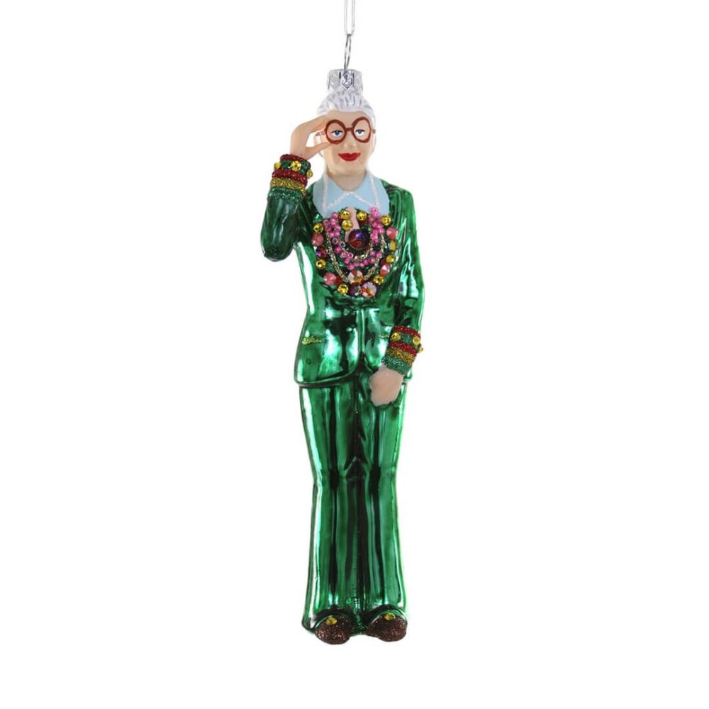 People / Celebrities / Icons | Presale: Iris In Green Suit Ornament 7.25"