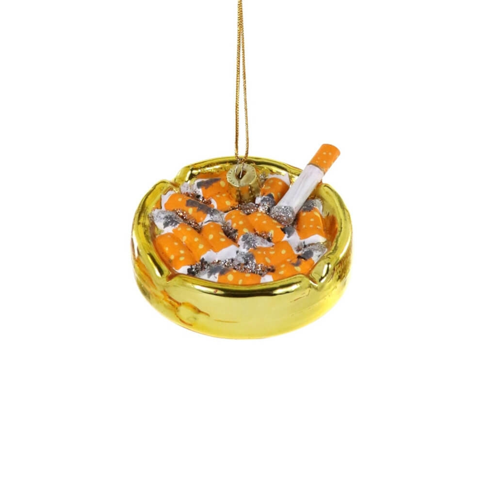 Vices | Gold Ashtray Cigarette Holder Ornament, 2.75"