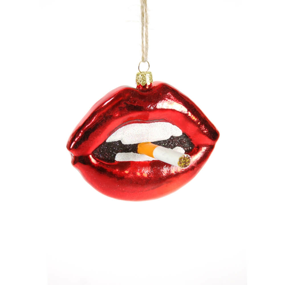 Vices | Lips With Cig Ornament 4"