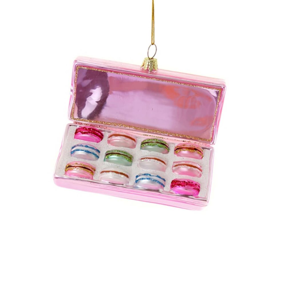 Candy + Sweets | Pink Box Of Macarons Ornament 4"