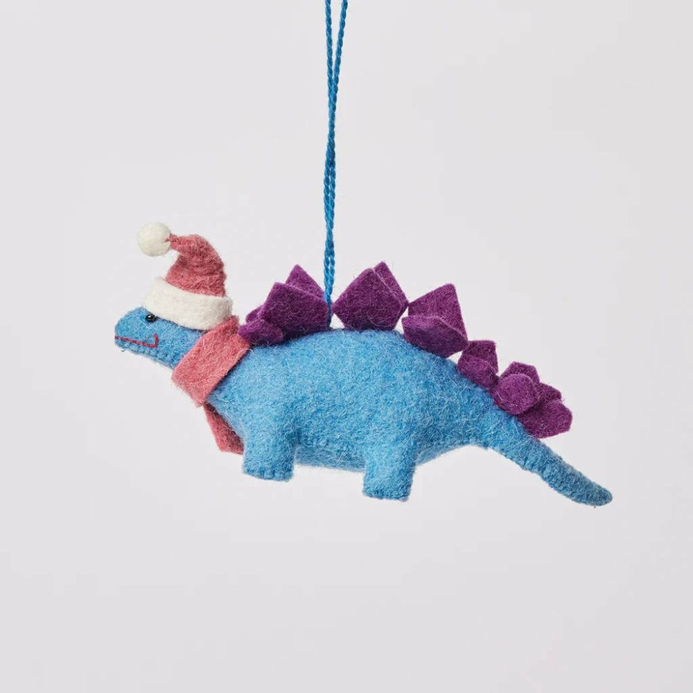 Animals + Insects | Presale: Christmas Ready Santa Stegosaurus Felt Ornament 5.75"