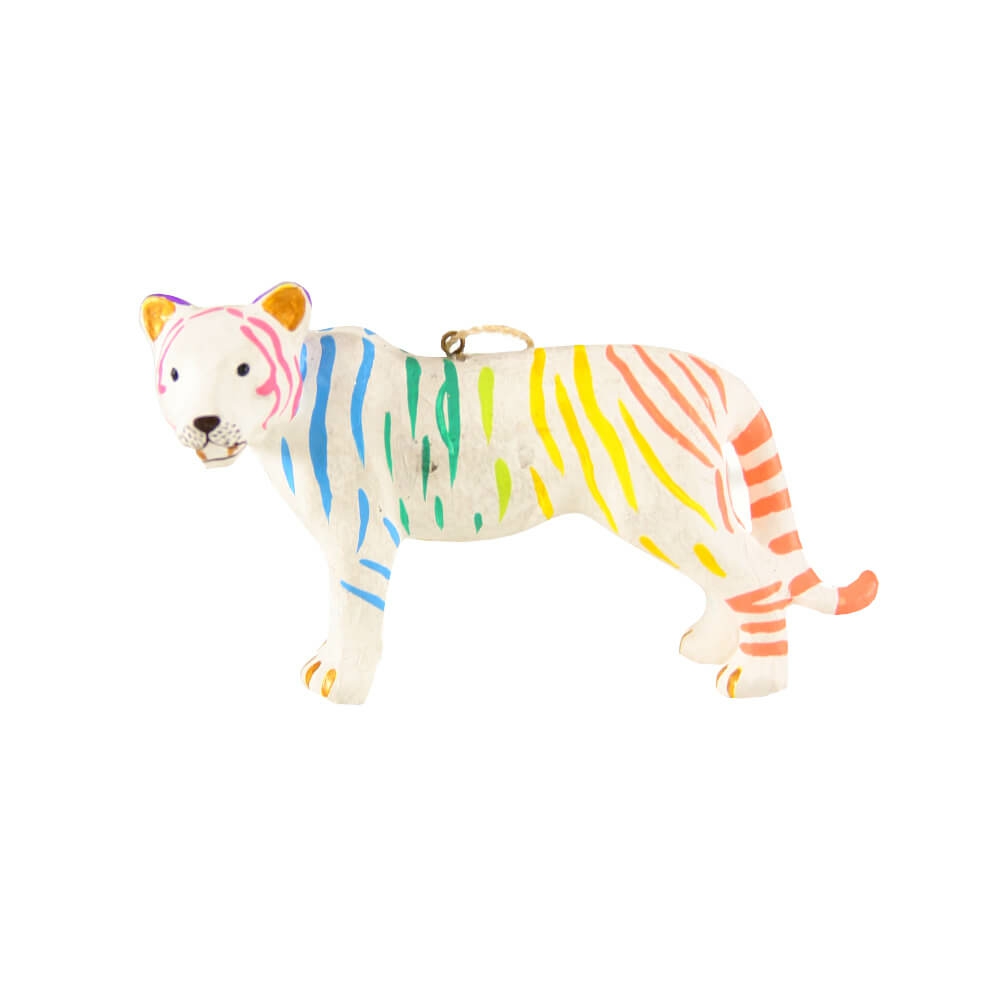 Animals + Insects | Rainbow Striped Mystic Tiger Ornament 4"